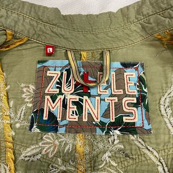 Zu Elements Giacca Jaime Green Embroidered Military Jacket Made In Italy 100% Co - Picture 6 of 10